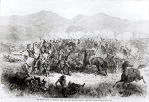 21 Aralık 1866, Dakotah Bölgesi, Fort Philip Kearney yakınlarındaki Kızılderili Savaşı ve Katliamı by American School