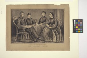 Lincoln Ailesi (litografi) by American School