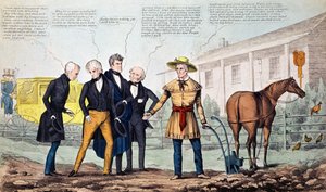 The North Bend Farmer ve Ziyaretçileri, H.R. Robinson tarafından yayınlanan karikatür, c.1840-42 by American School