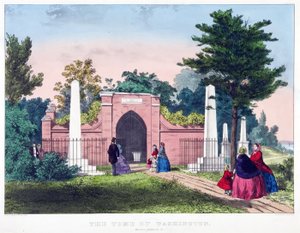 Washington Mezarı, Mount Vernon, Va., pub. c.1857 (renkli taş) by American School