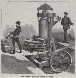 Büyük Amerikan tuğla makinesi (gravür) by American School