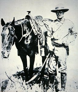 Theodore Roosevelt atıyla birlikte, 1885 dolayları (lito) by American School