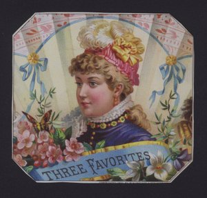 Üç Favori, puro etiketi (chromolitho) by American School