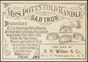 Bayan Potts için ticaret kartı" Soğuk Saplı Üzgün Demir, c.1870-1900 by American School