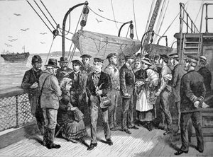 ABD Hükümeti sağlık görevlileri bir göçmen gemisinde, Quarantine Point, New York by American School