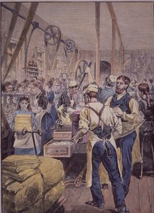 ABD tekstil endüstrisi, kuzeydeki tekstil fabrikası, 1870 dolayları (renkli gravür) by American School