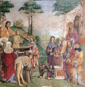 Aziz Cecilia Şehitliği, Amico Aspertini (1474 veya 1475-1552), fresk, Santa Cecilia Oratory (St Cecilia), Bologna, Emilia-Romagna. İtalya