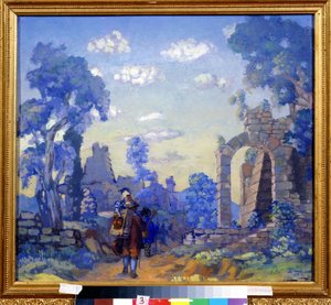 İtalyan müzisyenler. Anatoly Afanasyevich Arapov'un (1876-1949) tablosu. Tuval üzerine yağlı boya, 58 x 65 cm by Anatoli Afanasyevich Arapov