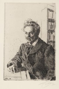August Strindberg (1849-1912) - Zorn, Anders Leonard (1860-1920) - 1910 - Gravür - 29,8x19,8 - Özel Koleksiyon by Anders Leonard Zorn
