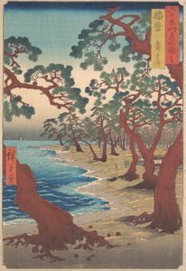 Harima Eyaleti, Maiko Plajı, Altmış Tek Kişilik Ünlü Yerlerin Görünümleri dizisinden ..., ca. 1853. by Ando Hiroshige