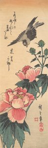 Serçe ve Hibiscus, ca. 1834., yaklaşık 1834. by Ando Hiroshige