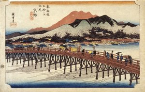 (Köprüden Geçen Rakamlar) by Ando or Utagawa Hiroshige