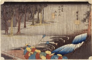 (Yağmurda Köprüdeki Rakamlar) by Ando or Utagawa Hiroshige