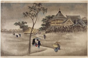 (Aşağıda Kulübeler Olan Büyük Bina) (17.218 ile Aynı) by Ando or Utagawa Hiroshige
