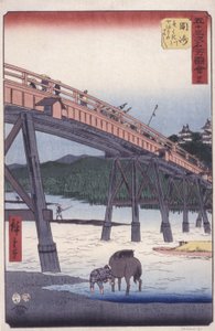 #39 Okasaki - 'Tokaido'dan Manzaralar, Tokyo'dan Kyoto'ya Giden Ulusal Otoyol'dan (renkli tahta baskı) by Ando or Utagawa Hiroshige