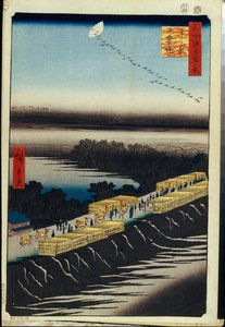 Cent vues ünlüler d'Edo : Nihon Seti ve Yoshiwara (Edo'nun Yüz Ünlü Manzarası) - Hiroshige, Utagawa (1797-1858) - 1856-1858 - Renkli gravür - Devlet İnziva Yeri, St. Petersburg by Ando or Utagawa Hiroshige