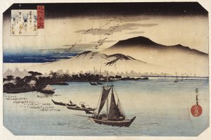 Katada'da Azalan Kazlar (renkli tahta baskı) by Ando or Utagawa Hiroshige