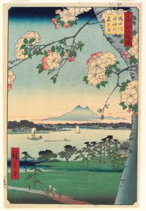 Sumida Nehri üzerindeki Suijin Tapınağı ve Masaki Ormanı, 1856, 8. ay by Ando or Utagawa Hiroshige