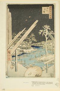 Fukagawa Kereste Depoları (Fukagawa Kiba) (renkli tahta baskı) by Ando or Utagawa Hiroshige