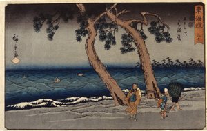 Hamamatsu İstasyonu (renkli tahta baskı) by Ando or Utagawa Hiroshige