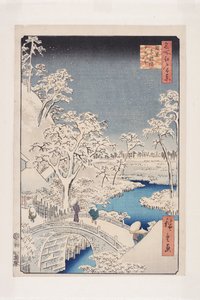 Meguro Drum Bridge ve Sunset Hill (Meguro Taikobashi Y?hinooka) (renkli tahta baskı) by Ando or Utagawa Hiroshige