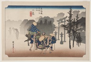 Mishima: Morning Mist (Mishima, asagiri) (renkli tahta baskı) by Ando or Utagawa Hiroshige