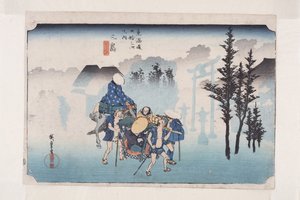 Mishima: Morning Mist (Mishima, asagiri) (renkli tahta baskı) by Ando or Utagawa Hiroshige
