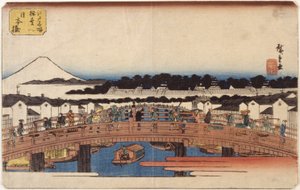 Nihonbashi (renkli tahta baskı) by Ando or Utagawa Hiroshige
