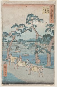 46, Shōno: Shiratori Höyüğündeki Antik Kalıntılar (Sh?no, Shiratorizuka koseki) (renkli tahta baskı) by Ando or Utagawa Hiroshige