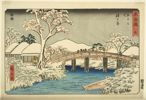 5, Hodogaya: Katabira Nehri ve Katabira Brige (Hodogaya, Katabiragawa Katabirabashi) (renkli tahta baskı) by Ando or Utagawa Hiroshige