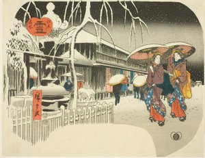 Kar (Yuki), "Edo'nun Ünlü Yerleri, c.1849-52 (renkli tahta baskı; uchiwa-e) serisinden by Ando or Utagawa Hiroshige