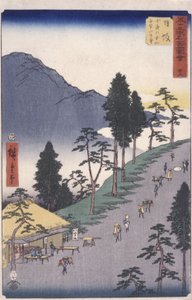 İstasyon 26, Nissaka (renkli tahta baskı) by Ando or Utagawa Hiroshige