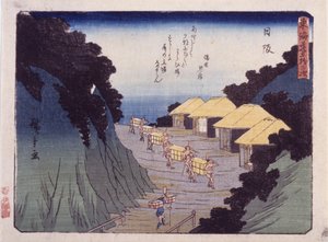 İstasyon 26, Nissaka (renkli tahta baskı) by Ando or Utagawa Hiroshige