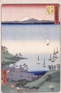 İstasyon 32, Arai (renkli tahta baskı) by Ando or Utagawa Hiroshige