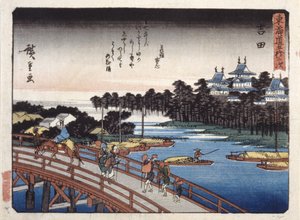 İstasyon 35, Yoshida; Kyoka Tokaido Serisi (renkli tahta baskı) by Ando or Utagawa Hiroshige