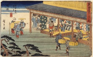 İstasyon 41, Narumi (renkli tahta baskı, kurşun kalem) by Ando or Utagawa Hiroshige