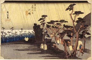 İstasyon 9, Oiso (tahta baskı) by Ando or Utagawa Hiroshige