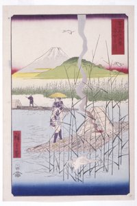 Sagami Nehri (Sagamigawa) (renkli tahta baskı) by Ando or Utagawa Hiroshige