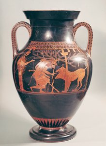 Attika kırmızı figürlü göbek amforası, Herakles