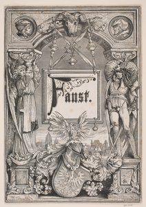 "Faust"un bir baskısı için başlık sayfası ve Vinyet, Münih 1884