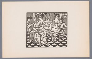 Bir kafede iki denizci ve üç kadın Deniz sahneleri ile altı gravür (dizi adı) Grand Largue (dizi adı) by André Lhote