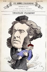 Charles Floquet (1828-1896), avukat ve 1888-1889 yılları arasında Konsey başkanı tarafından çizilen karikatür. Fikirleriyle savaştığı General Boulanger
