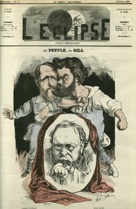 Les Peuples, Clement Duvernois (1836-1879), Pierre-Joseph Proudhon (1809-1865) ve Jules Valles (1832-1885), yazarlar ve politikacılar. Gill