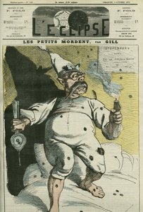Küçükler ısırır, karikatürü I. William (1797-1888), Prusya Kralı ve Almanya İmparatoru. 5 Ekim Gill