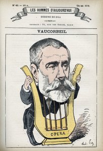 Auguste Emmanuel Vaucorbeil (1821-1884), Fransız besteci ve Paris Operası yönetmeni portresi. Gill, Paris tarafından karikatür. by Andre Gill