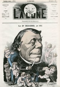 Portrait of Doctor Ricord, French doctor. Cartoon by Gill, in “La Lune”, October 20 by Andre Gill