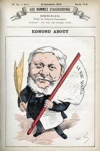 Portresi Edmond About (1828-1885), Fransız romancı, oyun yazarı ve sanat eleştirmeni. Gill, Paris tarafından karikatür. by Andre Gill