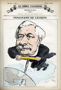 Ferdinand de Lesseps (1805-1894), Fransız diplomat portresi. Gill