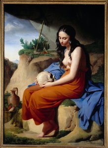 Madeleine. Kutsal Mary Magdalene meditasyon yapıyor. Victor Orsel