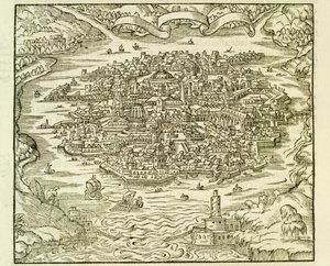 Quinsai Şehri (şimdi Tianjin), Andre Thevet tarafından La Cosmographie Universelle